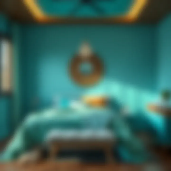 Tranquil Bedroom in Turquoise Shades Tranquil bedroom designed with turquoise and complementary colors
