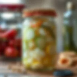 Cloudy pickling brine in a jar