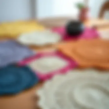 Diverse Colors and Designs of Crochet Placemats Variety of crochet placemats in different colors and designs