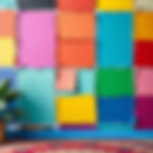 Vibrant color palette showcasing various wall paint samples