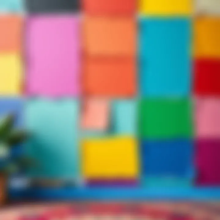 Vibrant color palette showcasing various wall paint samples