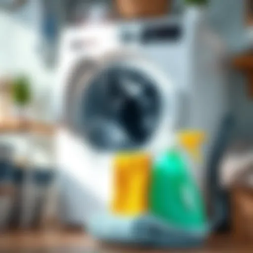 Illustration of a washing machine with cleaning elements