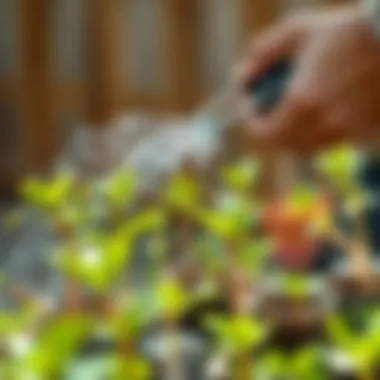 Watering young saplings