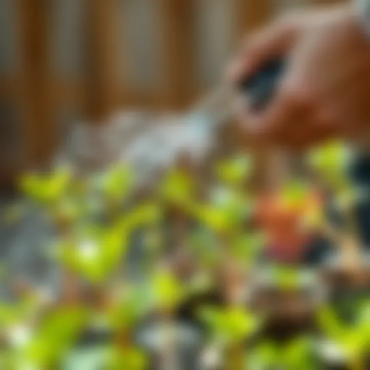 Watering young saplings
