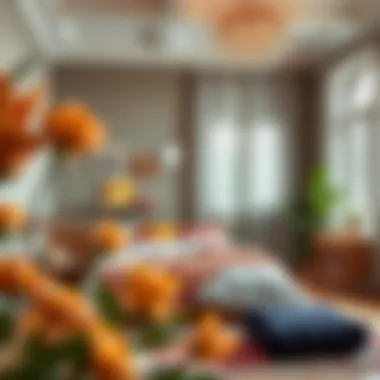 Color Harmony in Bedroom Arrangement A well-arranged bedroom showcasing color harmony