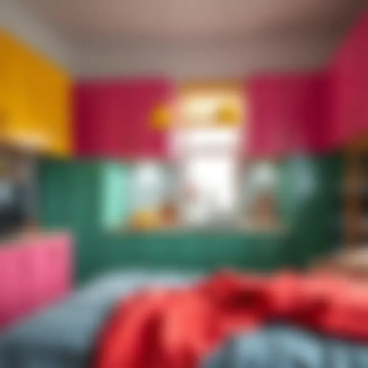 Creative use of bold colors on bedroom cabinets