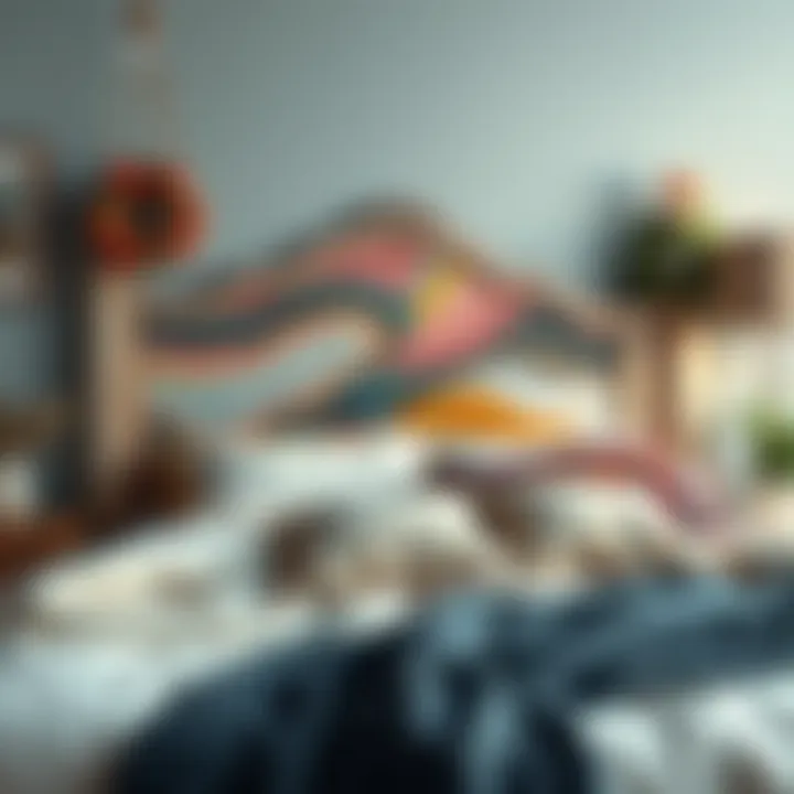 Unique painting techniques applied to a headboard