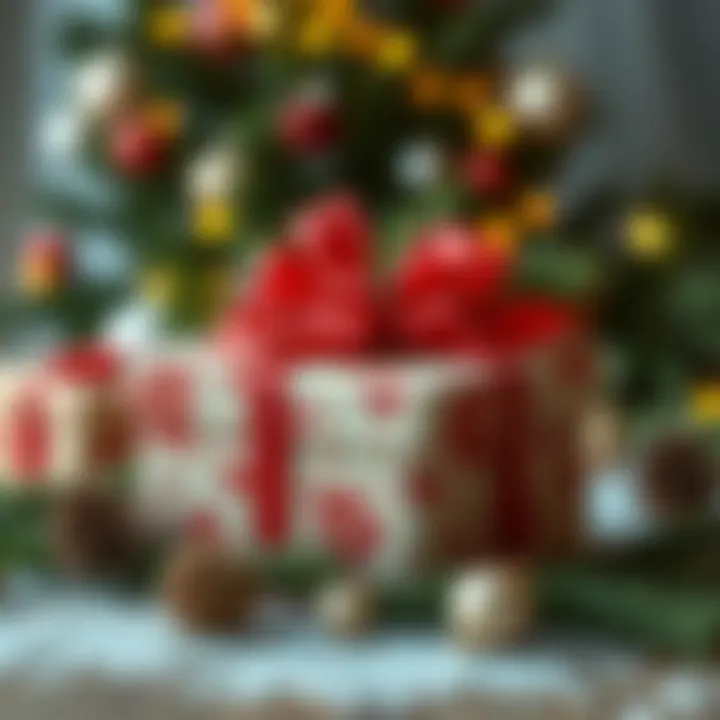 Thoughtfully wrapped gift box with festive decorations