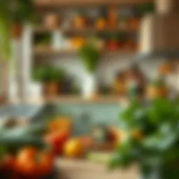 A sustainable kitchen filled with fresh produce