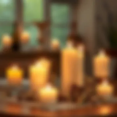 Cozy atmosphere created by multiple candle arrangements