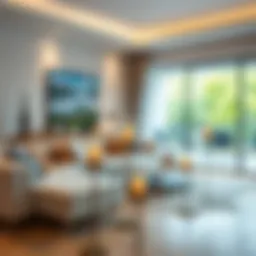 Elegant floor candle holder in a modern living room