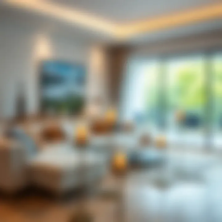 Elegant floor candle holder in a modern living room