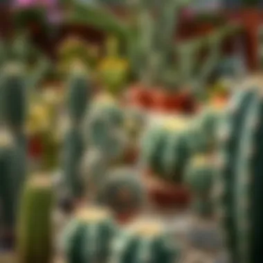 Beautiful garden featuring various cacti, including snake cactus