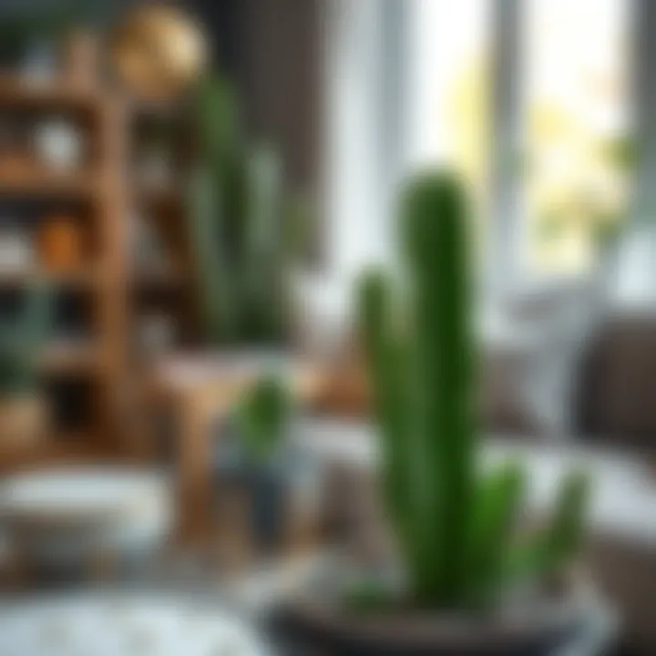 Lush green snake cactus in a stylish home setting